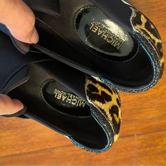 Michael Michael Kors Womens Felix Trainer Low Top Slip On, Black/Leopard - Picture 5 of 14